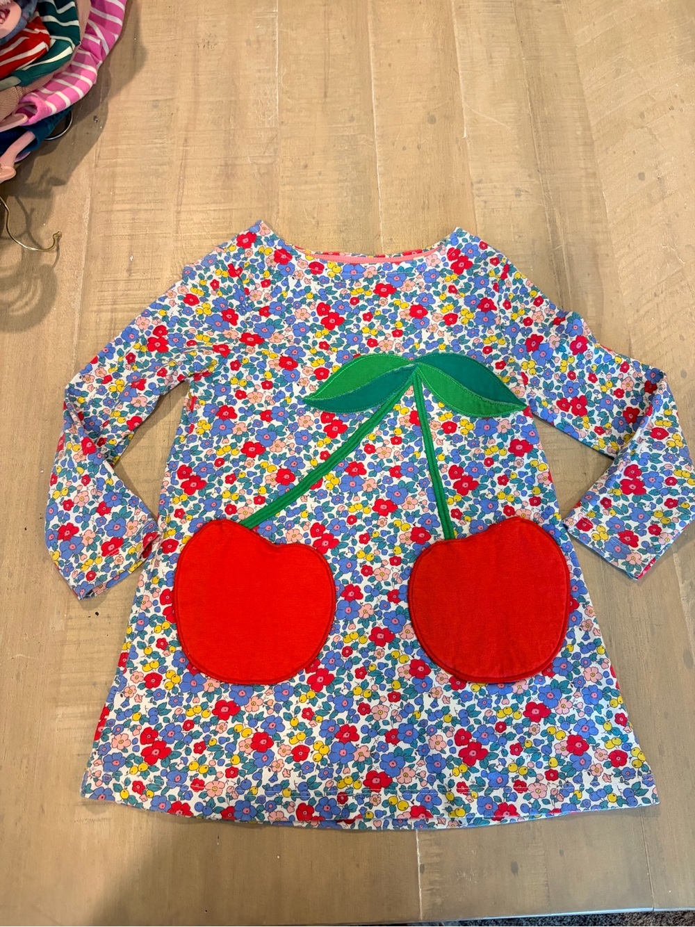 MB Girls' Floral Cherry Appliqué Tunic - Bright Multicolor